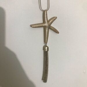 Beach Starfish gold tone long necklace